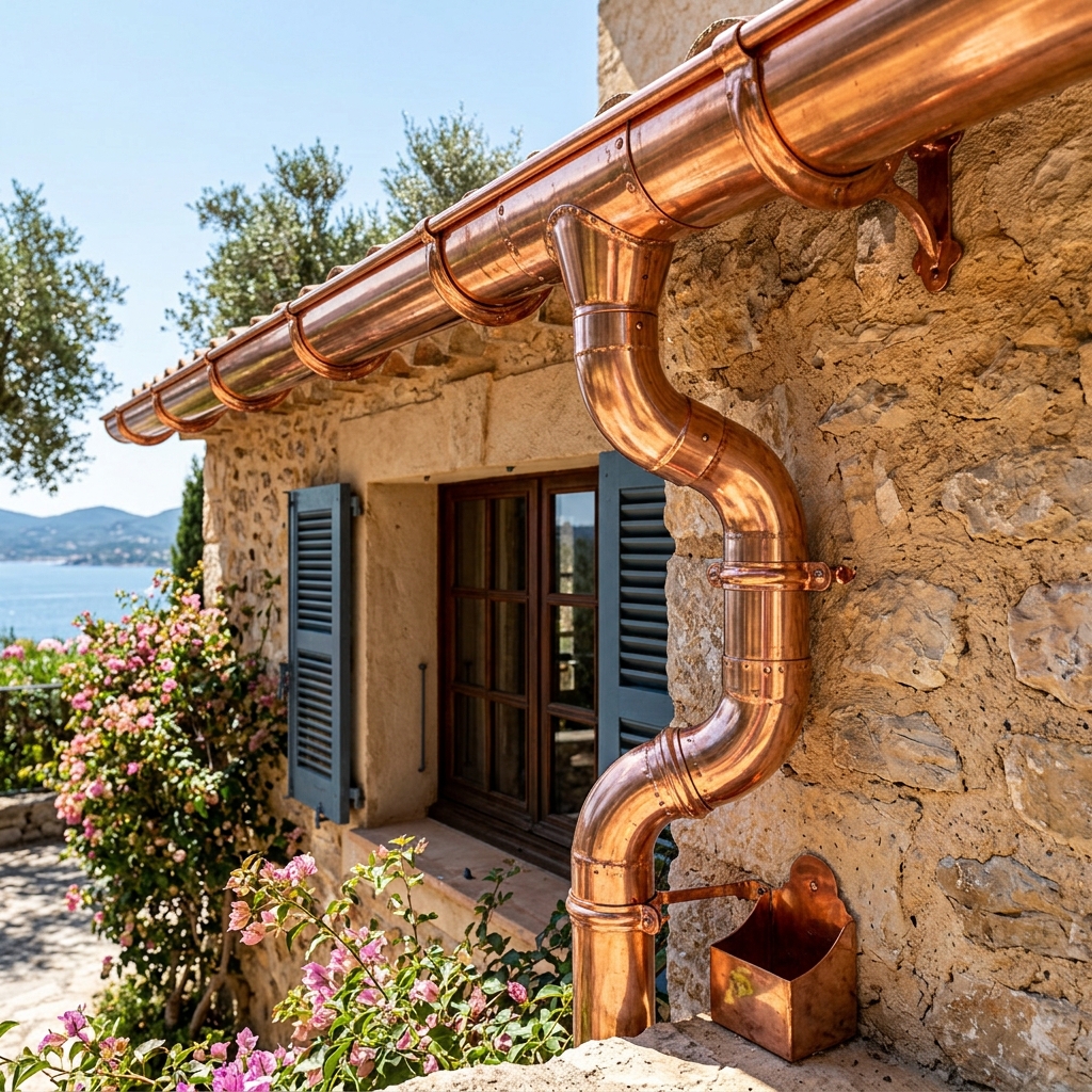 Zinguerie Cuivre et Inox : Gouttières et Chéneaux Premium pour Villas Littorales