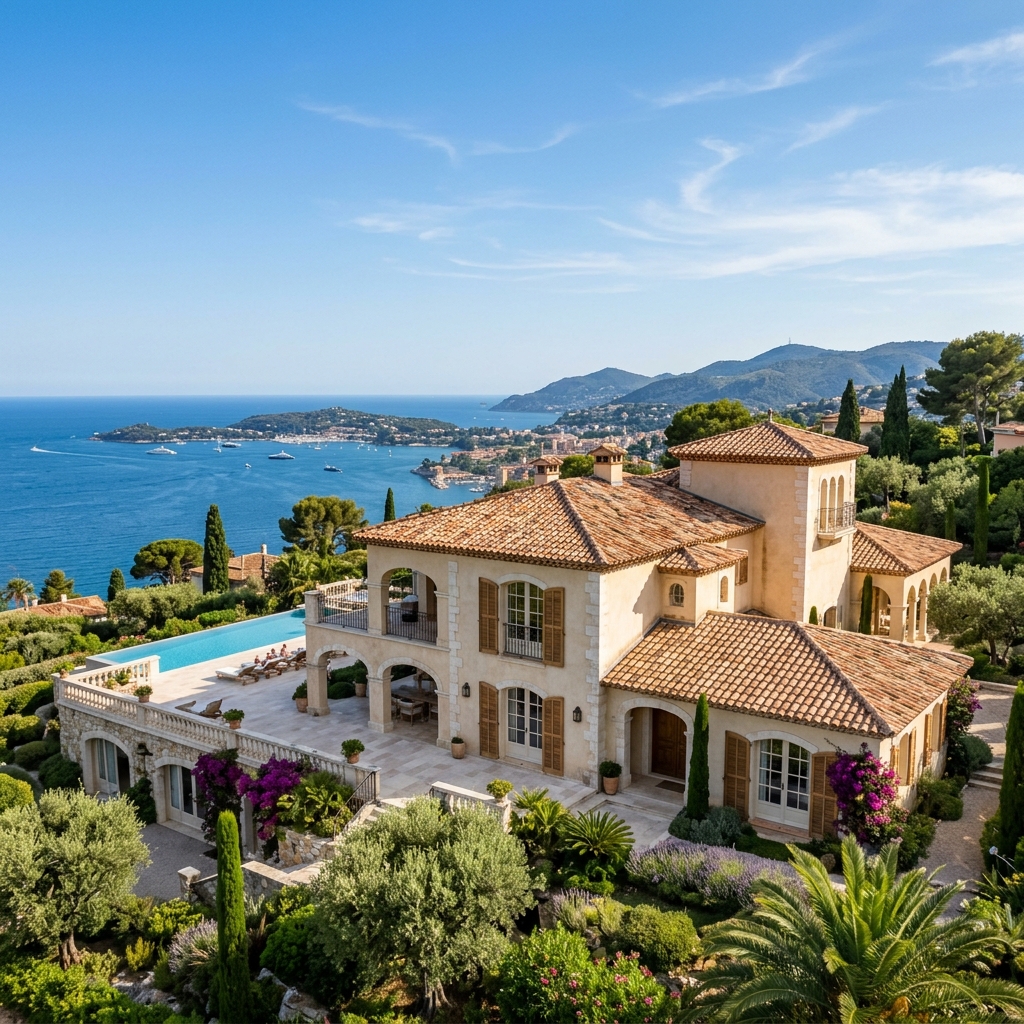 Magnifique toiture en tuiles neuves sur une villa de standing sur la Côte d'Azur
